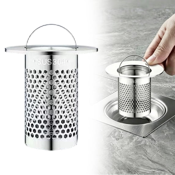 304 Stainless Steel Short Small Drain Strainer with Handle, Anti-Clog Filter, Reusable Rust-Resistant Mesh, for Bathroom Shower, Bathtub & Kitchen Sink (1 PC)