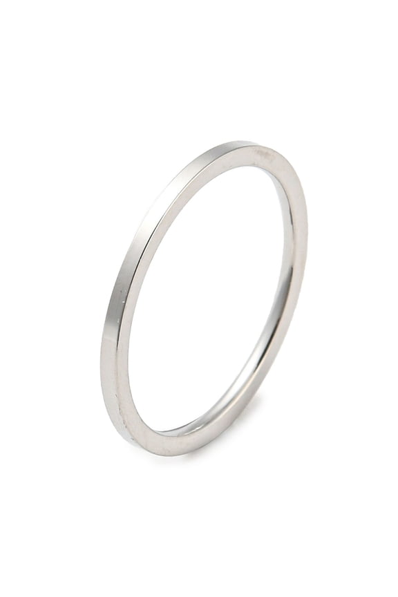 304 Stainless Steel Simple Plain Band Finger Ring for Women Men Stainless Steel Color Size 4 Inner Diameter: 14mm 1mm