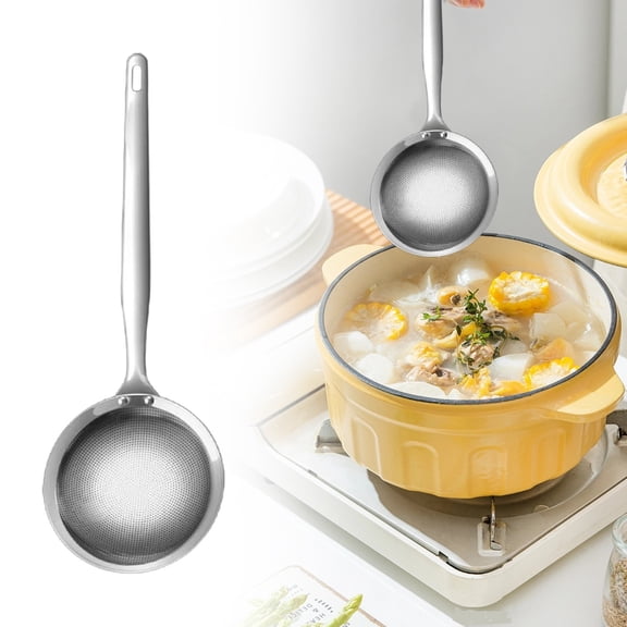 304 Stainless Steel Skimmer Spoon, Long Handle Hot Pot Mesh Strainer, Sieve Fine Mesh Stainless Steel, Kitchen Cooking Colander, Skimmer Spoon, Multipurpose Food Filter Spoon,11.42×3.74 in