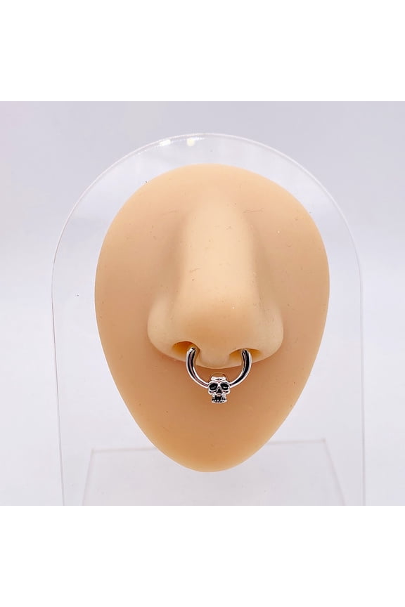 304 Stainless Steel Skull Circular/Horseshoe Barbell Nose Rings Stainless Steel color Inner Diameter: 10mm Pin: 1.2mm 304 Stainless Steel