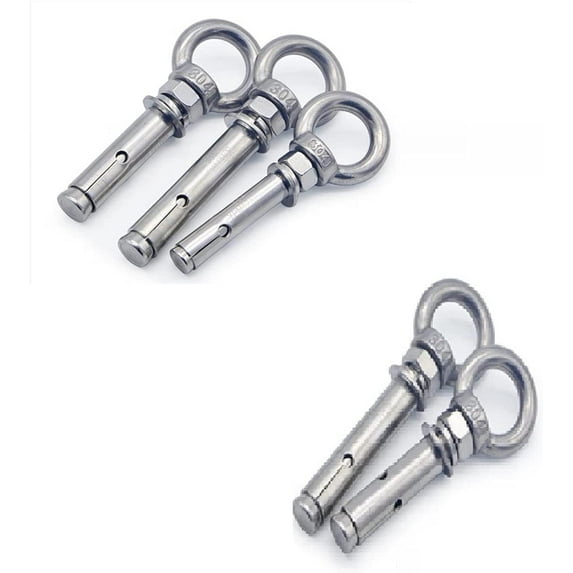 304 Stainless Steel Sleeve Anchor Concrete Expansion Eye Bolt Installation Artifact Hook Long Universal Ring Expansion Screw Eyelet Screws (Diameter : Pack of 10 Pieces, Length : M6 60mm)