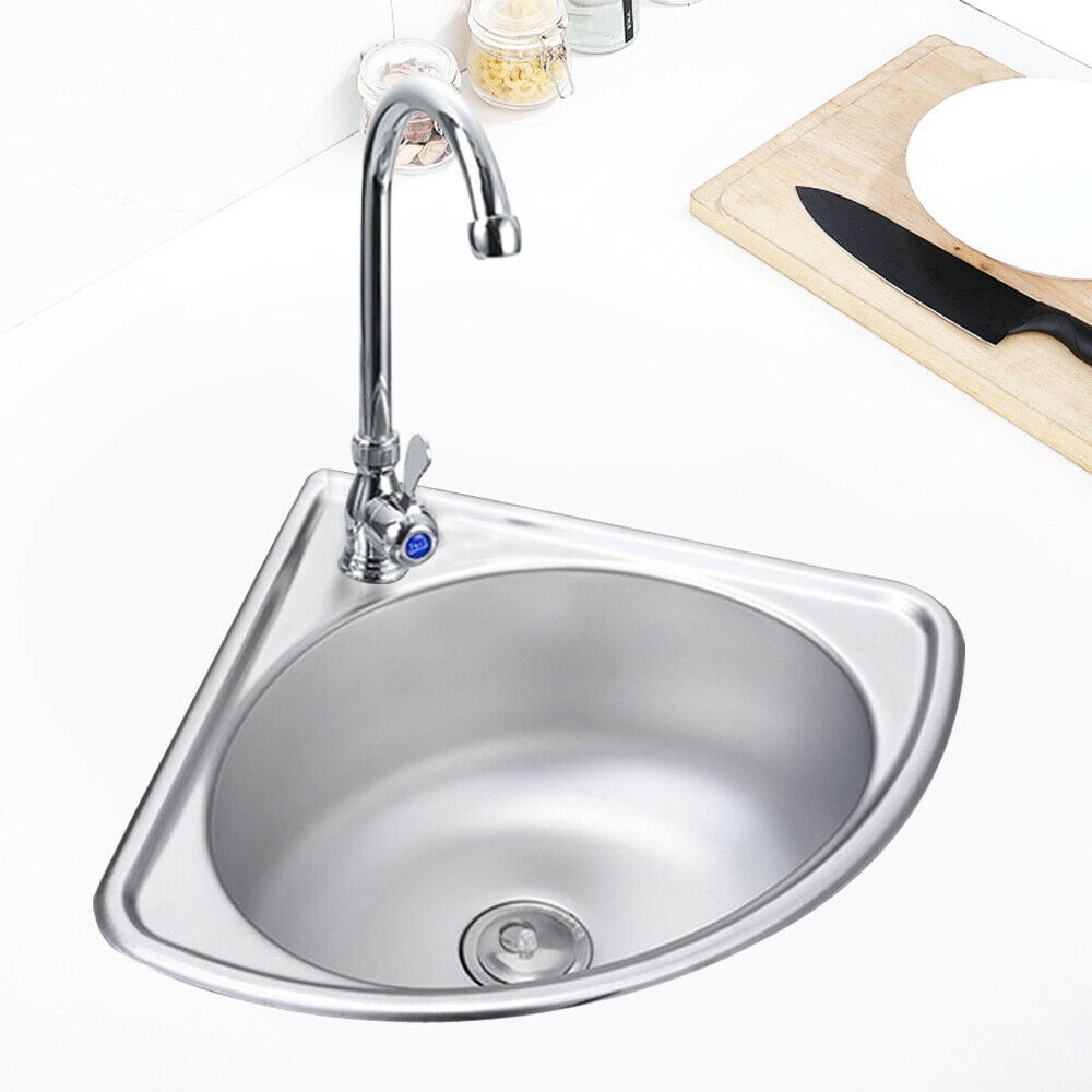 304 Stainless Steel Small Kitchen Single Bowl Triangle Bathroom