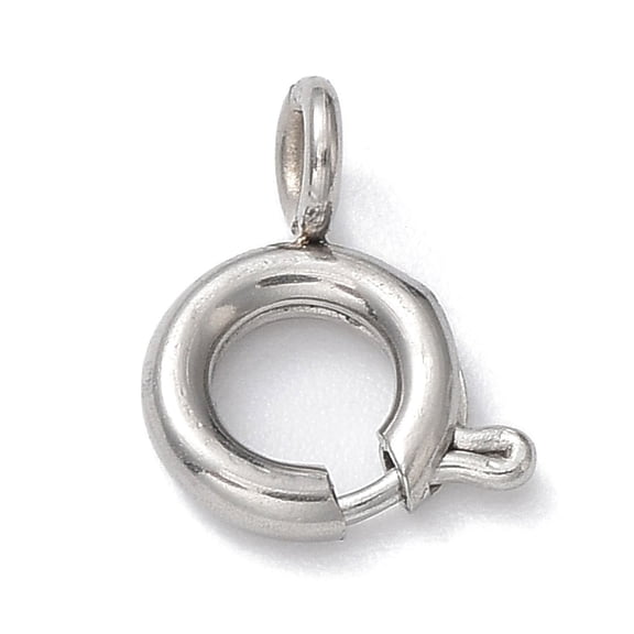 304 Stainless Steel Smooth Surface Spring Ring Clasps Stainless Steel Color 6x1.6mm Hole: 1.5mm