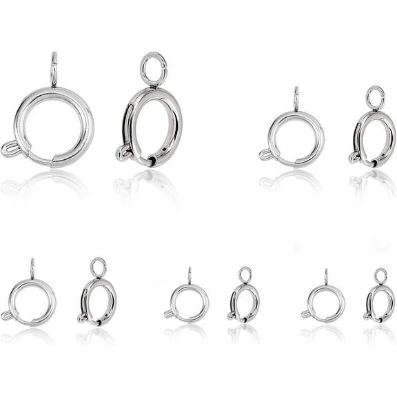 304 Stainless Steel Smooth Surface Spring Ring Clasps Stainless Steel Color 7.5~20x5~17x1.5~2.5mm 10pcs/box