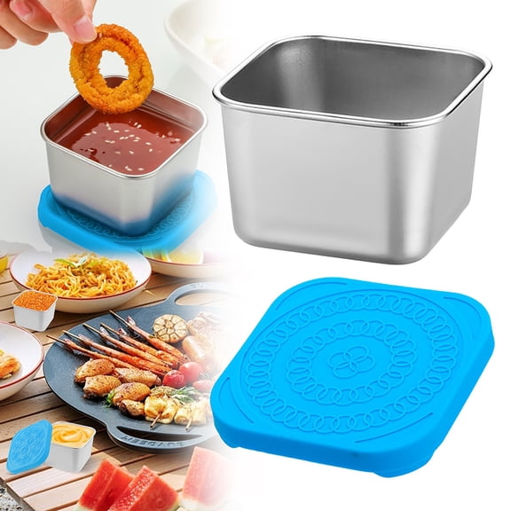 304 Stainless Steel Snack Box, Leakproof Small Food Container with Silicone Lid, Stackable Lunch Pot for ki-ds Schol, 6 Ounces