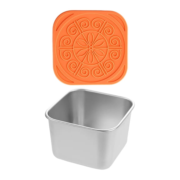 304 Stainless Steel Snack Container with Orange Lid, Mini Measuring Cup for Condiments, Dips, Nuts and Dressing, Leak Proof Portable Food Storage Cup for Lunch Box