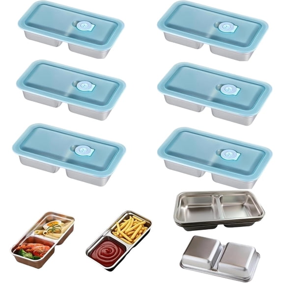 304 Stainless Steel Snack Containers,30oz Food-Grade Reusable Leakproof Containers,Dual Compartment Design for Healthy Snacks,Dips,and On-the-Go Lunches,Ideal for Travel and Camping