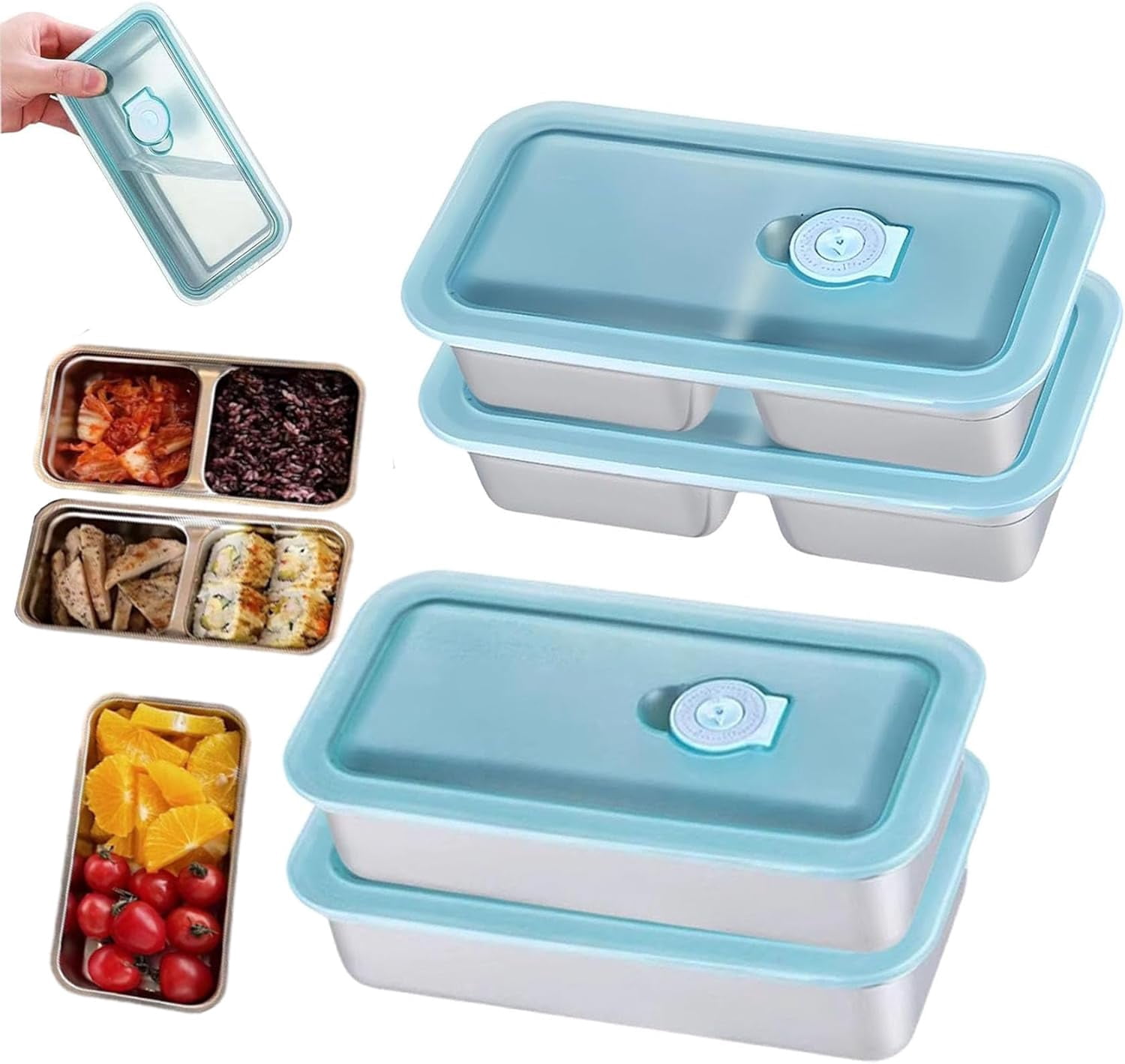304 Stainless Steel Snack Containers,Reusable Grab and Go Leakproof Lid ...