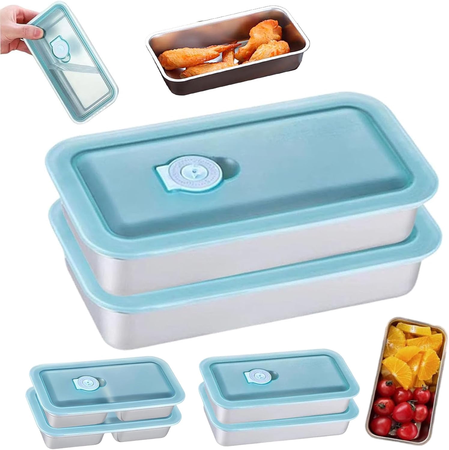 304 Stainless Steel Snack Containers,Reusable Grab and Go Leakproof Lid ...