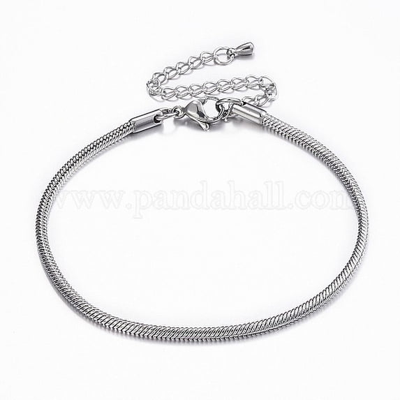 304 Stainless Steel Snake Chain Bracelets Stainless Steel Color