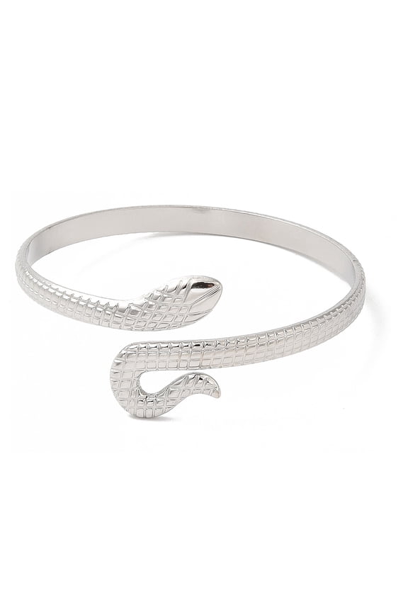 304 Stainless Steel Snake Open Cuff Bangles Jewelry for Women Stainless Steel color Inner Diameter: 2 inch(5.1cm)