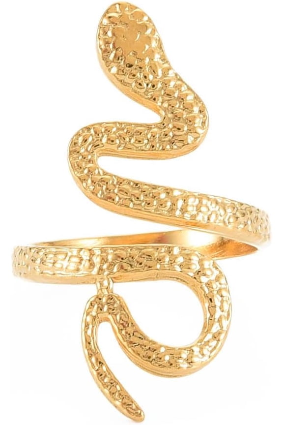 304 Stainless Steel Snake Ring Open Finger Vacuum Electroplated 18K Gold Plated Inner Diameter 17.1mm Width 30.5mm Suitable DIY