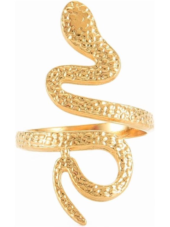 304 Stainless Steel Snake Ring Open Finger Vacuum Electroplated 18K Gold Plated Inner Diameter 17.1mm Width 30.5mm Suitable for Women Ideal as a gift Real 18K Gold PlatedDIY