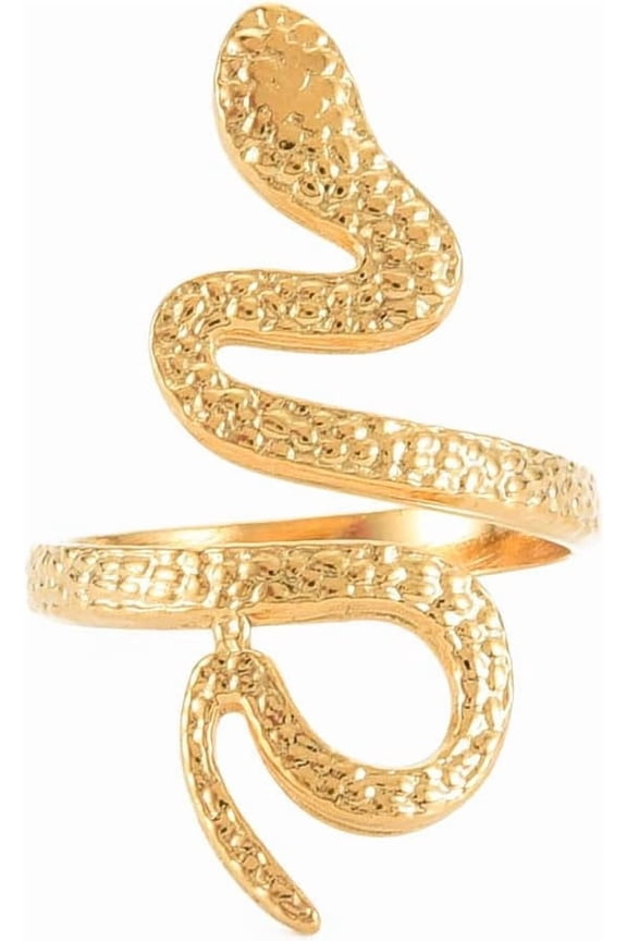 304 Stainless Steel Snake Ring Open Finger Vacuum Electroplated 18K Gold Plated Inner Diameter 17.1mm Width 30.5mm Suitable for Women Ideal as a gift Real 18K Gold PlatedDIY