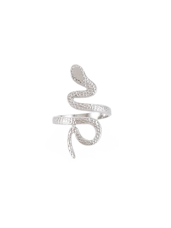 304 Stainless Steel Snake Wide Open Cuff Ring for Women Stainless Steel Color Size 6 3/4(17.1mm)