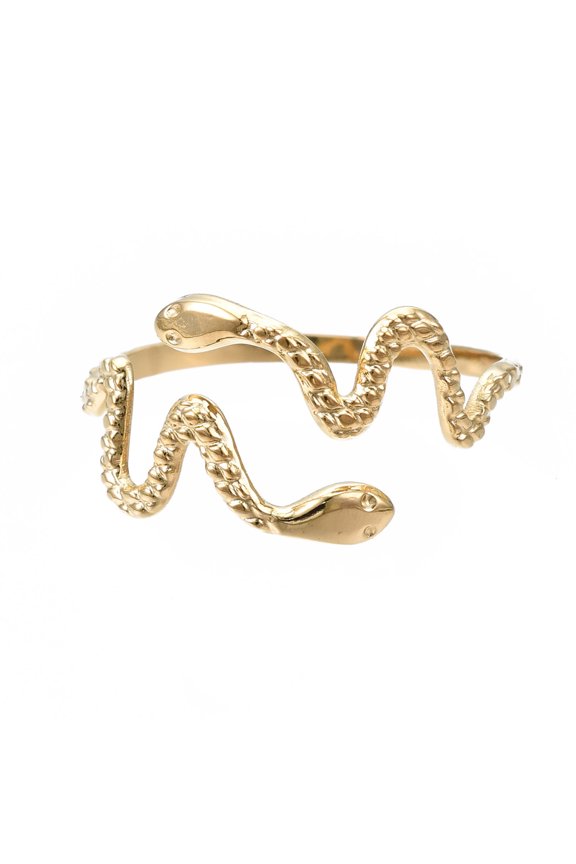 304 Stainless Steel Snake Wrap Open Cuff Ring Hollow Chunky Ring for Women Golden Size 6 3/4(17.1mm)