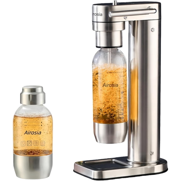 304 Stainless Steel Soda Maker, Carbonates Any Drink, Carbonator Machine with BPA Free Bottles(1L+0.5L) (CO2 Carbonator NOT Included)