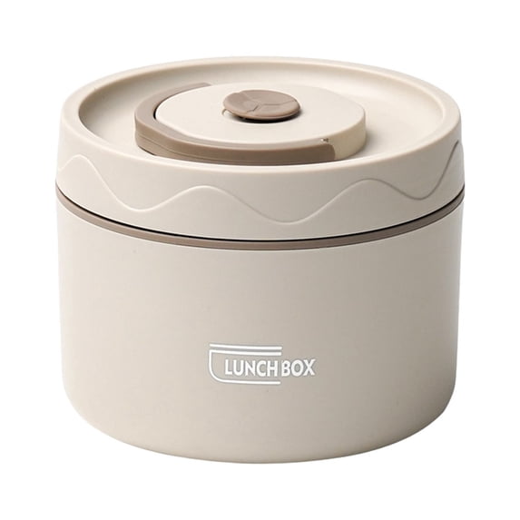 304 Stainless Steel Soup Container, Oimcto Portable Round Shape Insulated Lunch Jar, Wide Mouth Box for Work, School and Outdoor Dining, Leakproof, Heat Retention, Durable, Beige, 4.5x3.3 Inch