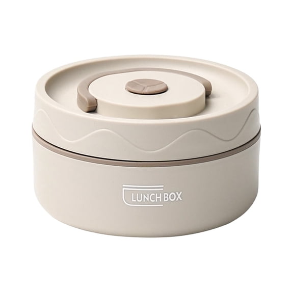304 Stainless Steel Soup Container, Oimcto Portable Round Shape Insulated Lunch Jar, Wide Mouth Box for Work, School and Outdoor Dining, Leakproof, Heat Retention, Durable, Beige, 4.5x2.6 Inch