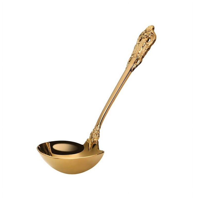 NOBRAND 304 Stainless Steel Soup Ladle Cooking Tool Kitchen Accessories Gold Scoop Tablewares Gold Plated Soup Serving Spoon, Size: 16