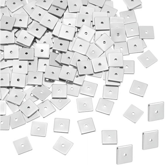 304 Stainless Steel Spacer Beads Square Stainless Steel Color 8x8x1mm Hole: 0.5mm 200pcs