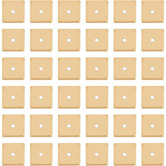 304 Stainless Steel Spacers Beads Square Golden 8x8mm Hole: 1mm 50pcs/box