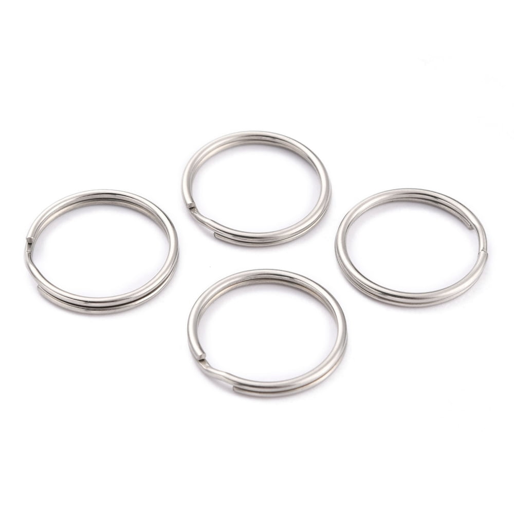 304 Stainless Steel Split Key Rings Keychain Clasp Findings Stainless Steel color 25x2.5mm Inner Diameter: 22mm