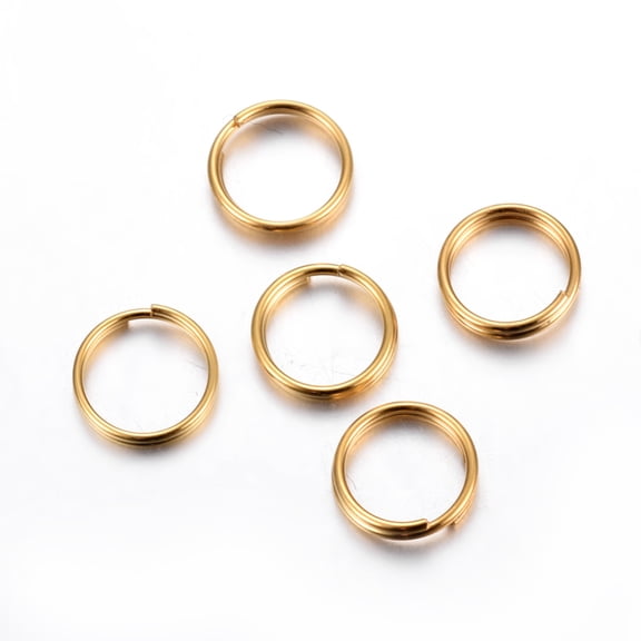 304 Stainless Steel Split Rings Double Loops Jump Rings Real 18K golden Plated 6x1.4mm Inner Diameter: 5mm Single Wire: 0.5mm