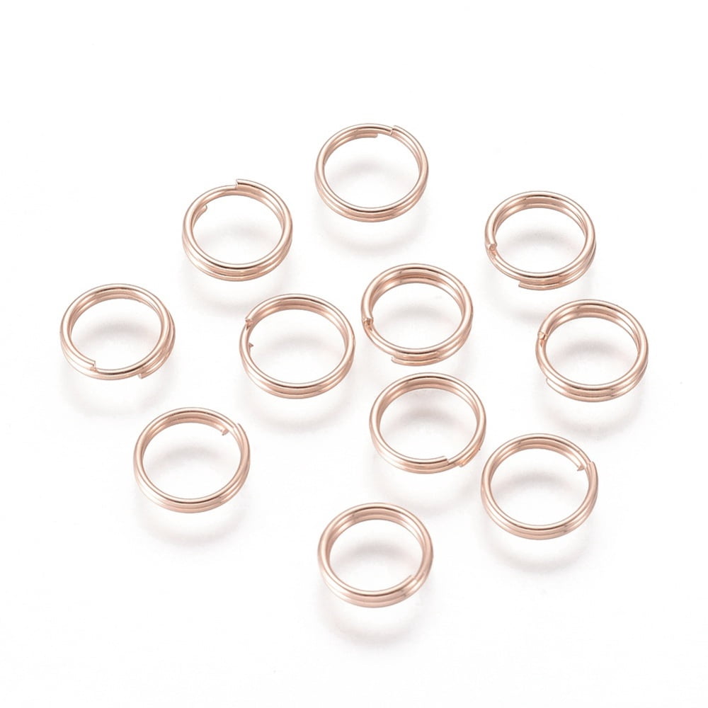 304 Stainless Steel Split Rings Double Loops Jump Rings Rose golden 7x1.3mm Inner Diameter: 5.5mm Single Wire: 0.65mm