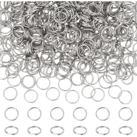 304 Stainless Steel Split Rings Double Loops Jump Rings Stainless Steel Color 8x1mm Inner Diameter: 7mm Single Wire: 0.5mm 500pcs/box