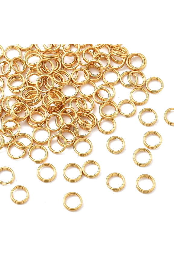 304 Stainless Steel Split Rings Ion Plating(IP) Real 18K golden Plated 6x1.5mm Inner Diameter: 4.5mm about 980pcs/set