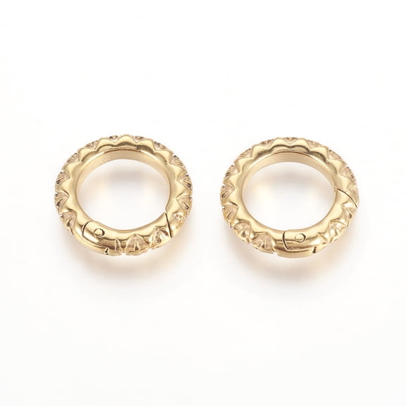 304 Stainless Steel Spring Gate Rings O Rings Ion Plating (IP) Golden 23x3.5mm Inner Diameter: 17mm