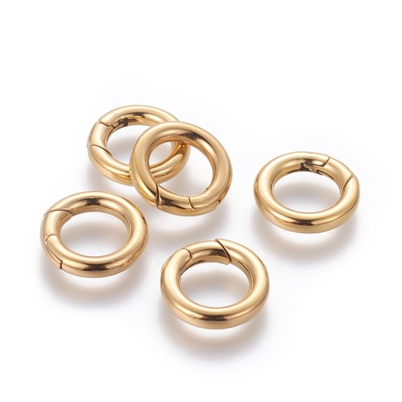 304 Stainless Steel Spring Gate Rings O Rings Ion Plating (IP) Ring Golden 18x3.3mm Inner Diameter: 11mm