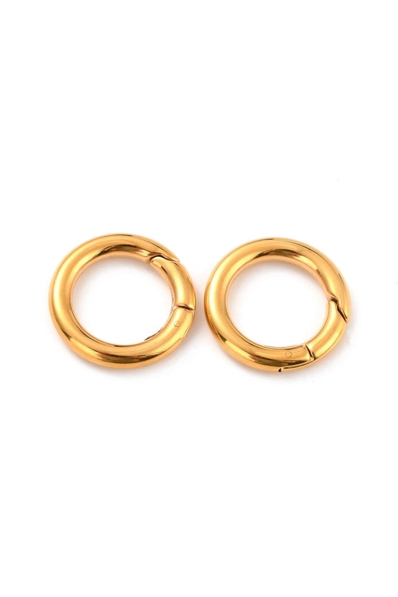 304 Stainless Steel Spring Gate Rings O Rings Ring Real 18K Gold Plated 6 Gauge 24x4mm Inner Diameter: 16mm for DIY