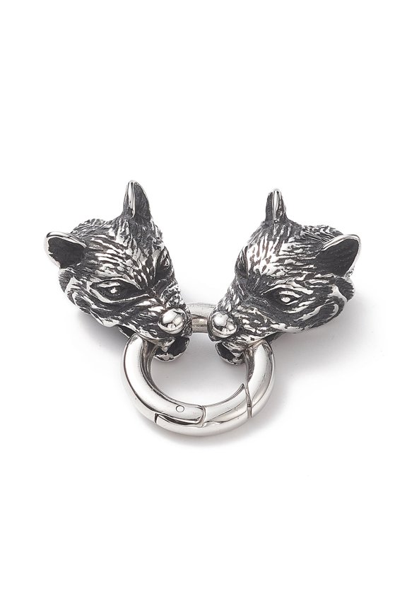 304 Stainless Steel Spring Gate Rings O Rings with Cord Ends For Leather Cord Bracelets Making Wolf Silver 51mm