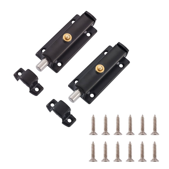 304 Stainless Steel Spring Locks set with Screws Electrophoresis Black 13.5~82.5x30~31.5x16~21mm Hole: 3.5~4mm