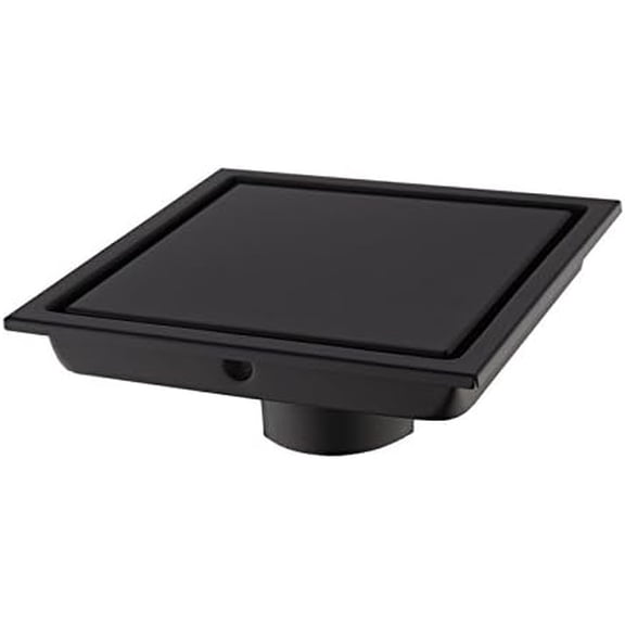 304 Stainless Steel Square Shower Floor Drain with Tile Insert Grate Removable Cover 6 inch Long, Matte Black Plated Finished