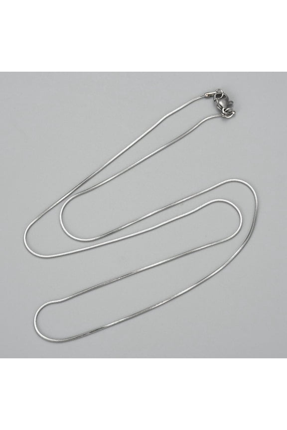 304 Stainless Steel Square Snake Chains Necklaces with Lobster Claw Clasps Stainless Steel Color 17.3 inch(44cm) 1.5mm
