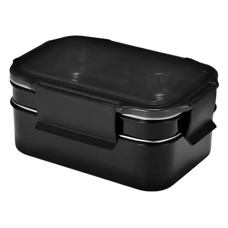 Bento Box For Kids Stainless Steel Leakproof Bento Lunch Box With 2  Compartments Food Snack Container For Adults,black