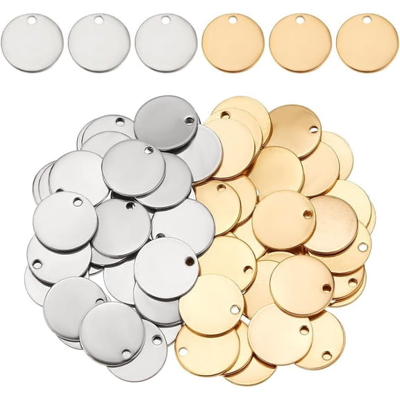 304 Stainless Steel Stamping Blanks Round Charms Metal Blank Stamping Tag Pendants for DIY Engraving Necklace Making