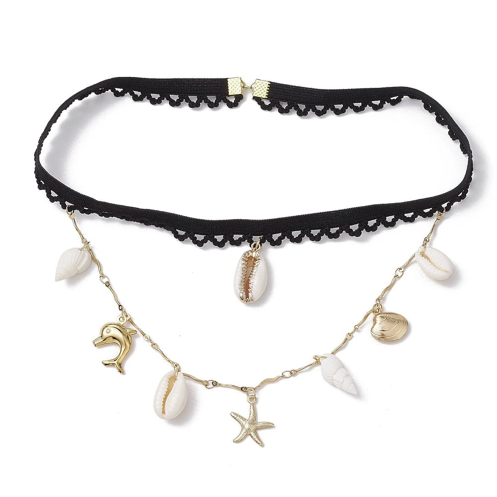 304 Stainless Steel Starfish & Shell & Dolphin Tassel Thigh Leg Chains ...