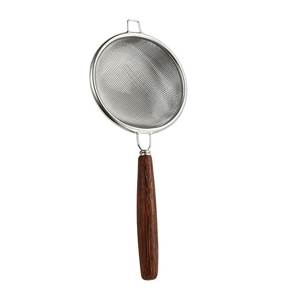 304 Stainless Steel Strainer with Wooden Handle - 6.3in Fine Mesh Kitchen Oil Filter for Frying Vegetables Meat - Dishwasher Safe Strainer Tool(C)