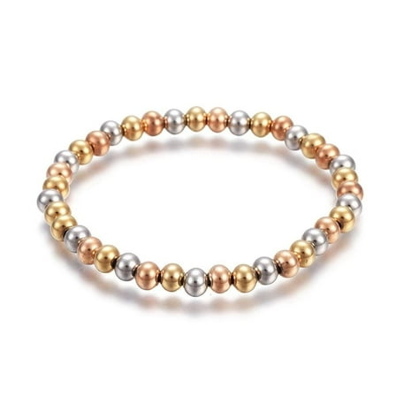 304 Stainless Steel Stretch Bracelet Beads Round Gold Silver Adjustable Z229