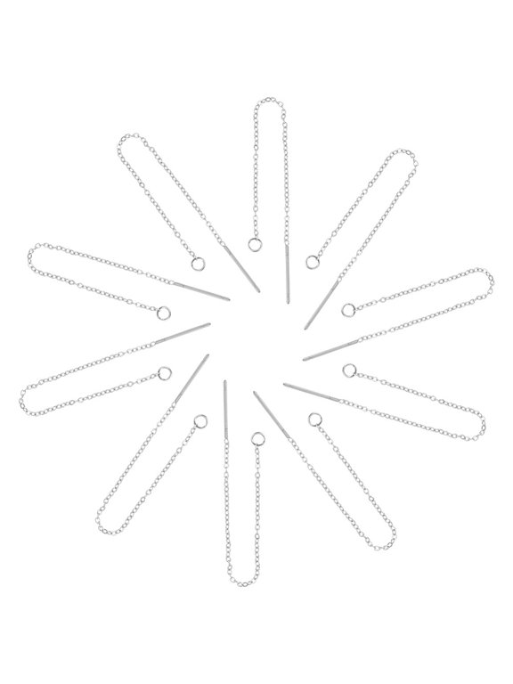 304 Stainless Steel Stud Earring Findings Ear Threads Stainless Steel Color 90~94x1.2mm pin: 0.8mm 20pairs/box
