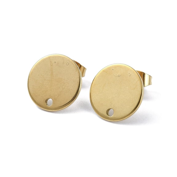 304 Stainless Steel Stud Earring Findings Round with Loop Round 12mm Hole: 1.4mm Pin: 0.7mm