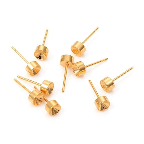 304 Stainless Steel Stud Earring Settings Rhinestone Settings for Pointed Back Rhinestone Golden 5mm Pin: 0.8mm Fit for 4mm Rhinestone