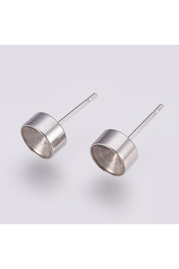 304 Stainless Steel Stud Earring Settings for Pointed Back Rhinestone Stainless Steel Color Fit for 6mm Rhinestone 14.5x7mm Pin: 0.8mm
