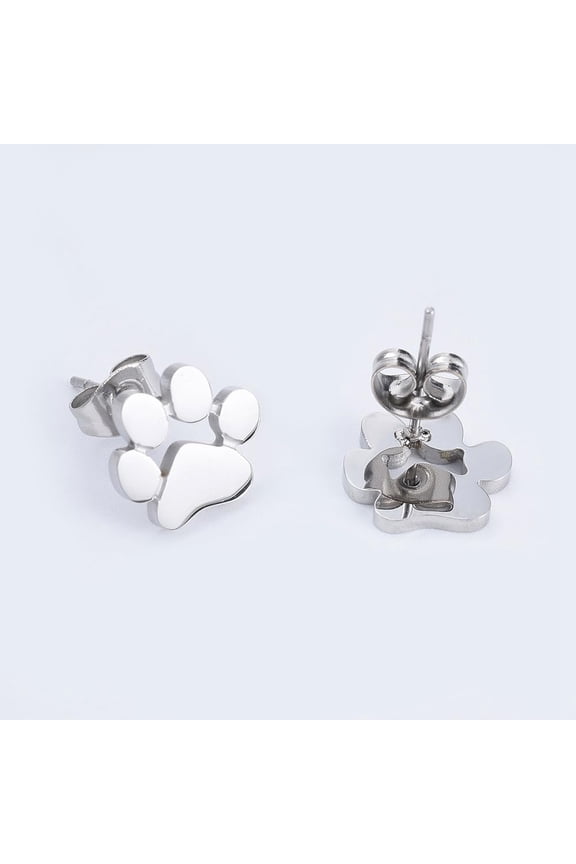 304 Stainless Steel Stud Earrings Small Tiny Stud Earrings for Women Cute Stainless Steel Dog Cat Footprint Cartilage Tragus Piercing Little Studs Jewelry Gift for diy