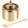 thumbnail image 1 of 304 Stainless Steel Sugar Container with Clear Glass Lid and Spoon Gold Sugar Bowl 10oz Sugar Jar Dishwasher Safe Seasoning Box Multifunctional Condiment Pot for Salt Candy Coffee Bean, 1 of 8