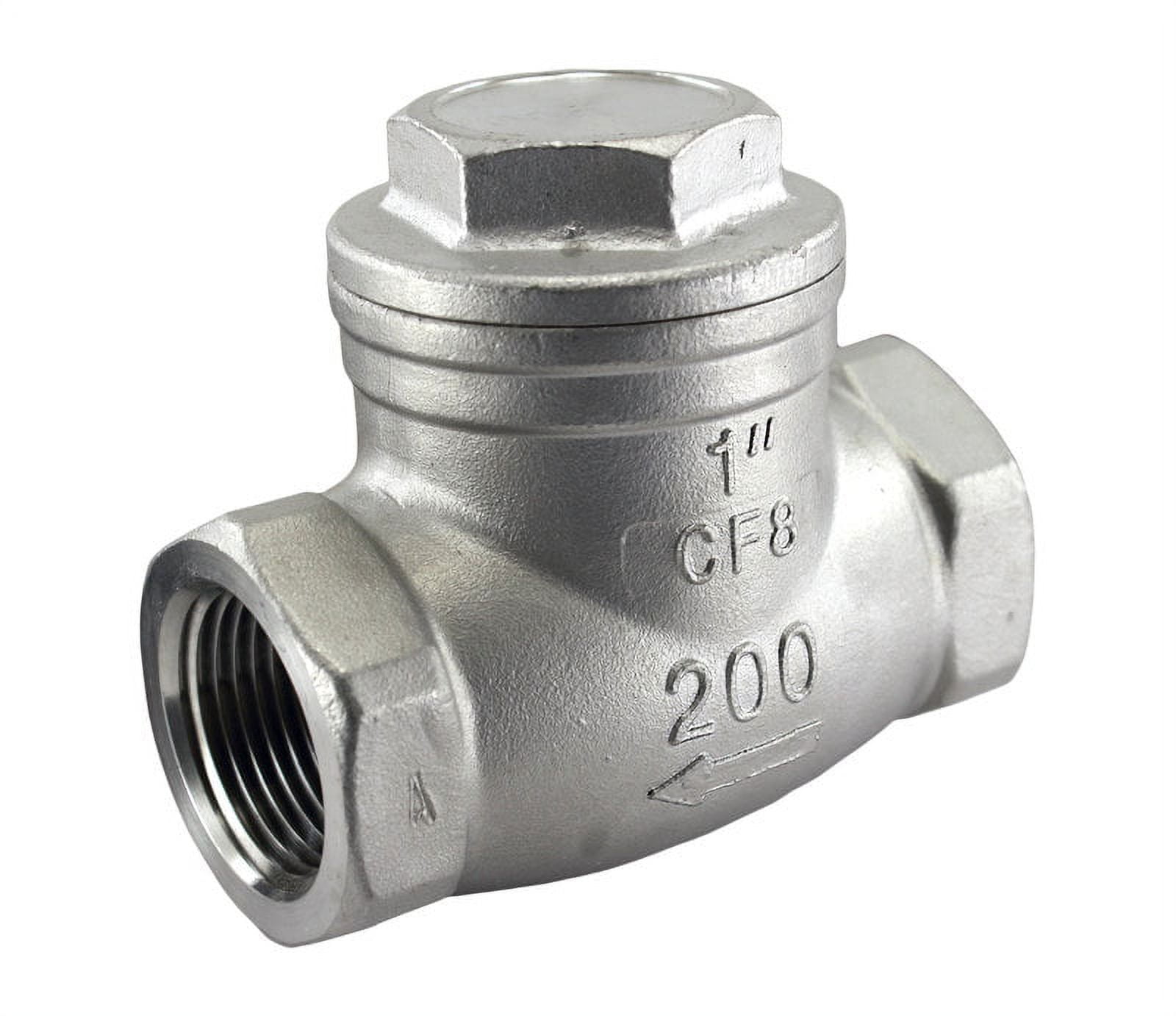 304 Stainless Steel Swing Check Valve 1" NPT Inline WOG200 Low